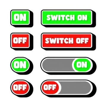 Collection of toggle switches with on and off labels Stock Illustration