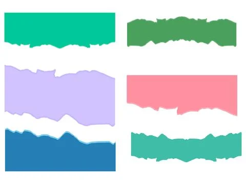 Collection of Torn Paper Elements in Earthy and Vibrant Tones for Creative .. Stock Illustration