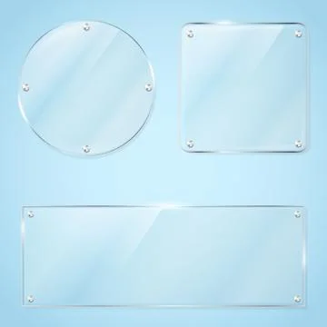 Collection of transparent glass frames Stock Illustration