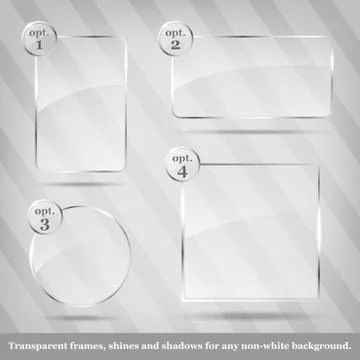 Collection of transparent glass frames - place for your text Stock Illustration
