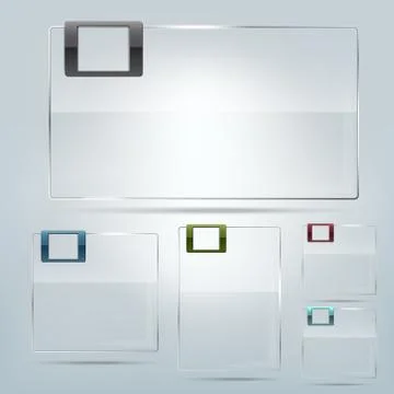 Collection of transparent glass frames - place for text Stock Illustration
