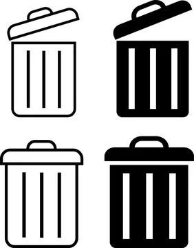 Collection trash can. Set Delete icon-garbage, rubbish basket, Group Recycl.. Stock Illustration