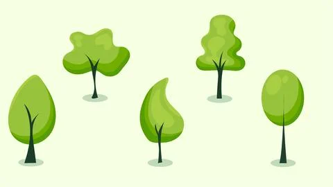 A collection of tree and shrub elements to complement illustrations Illustrazione stock