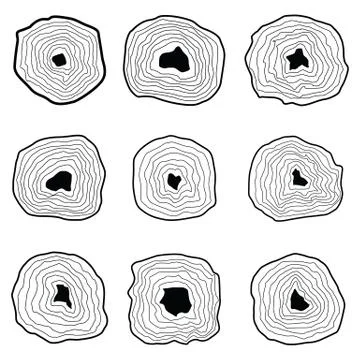 Collection of tree rings. Stock Illustration