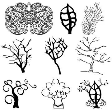 Collection of tree silhouettes Stock Illustration