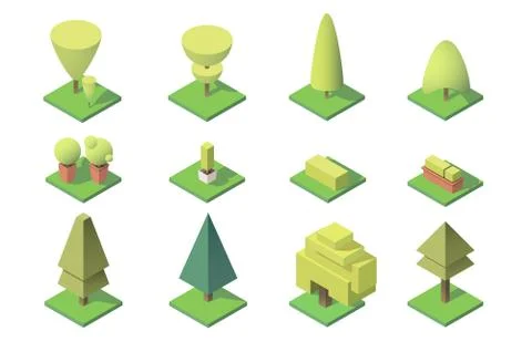 Collection of trees with figures of leaf. Stock Illustration