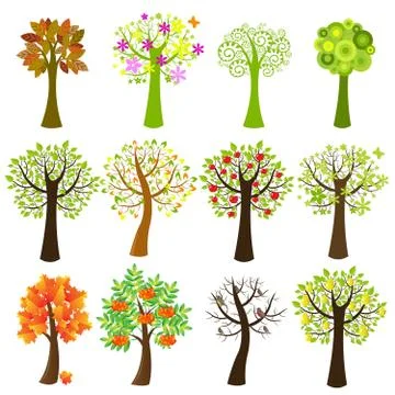 Collection of trees Stock Illustration