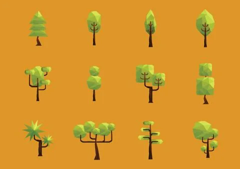 Collection of trees Illustrazione stock