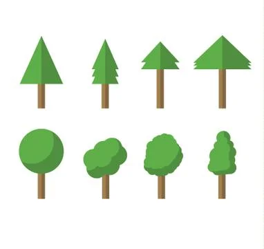 Collection of trees illustrations. Can be used to illustrate any nature or Stock Illustration
