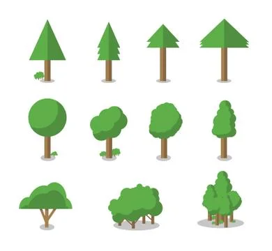 Collection of trees illustrations. Can be used to illustrate any nature or Stock Illustration