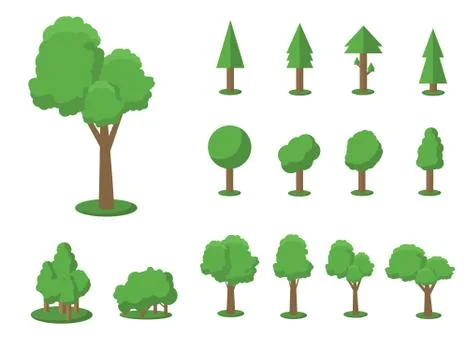 Collection of trees illustrations. Can be used to illustrate any nature or Stock Illustration