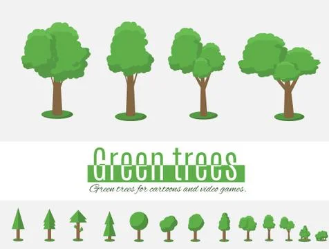 Collection of trees illustrations. Can be used to illustrate any nature or Stock Illustration