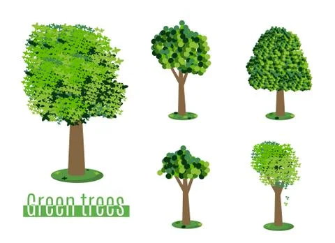 Collection of trees illustrations. Can be used to illustrate any nature or Stock Illustration