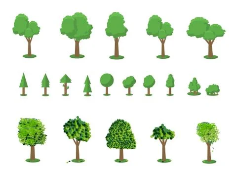Collection of trees illustrations. Can be used to illustrate any nature or Stock Illustration