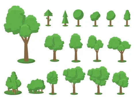 Collection of trees illustrations. Can be used to illustrate any nature or Stock Illustration
