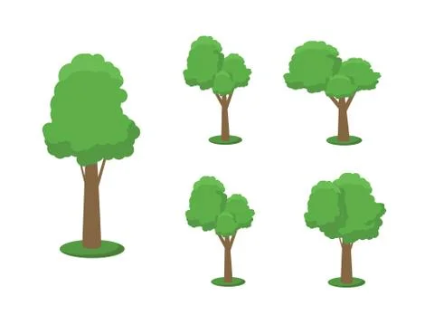 Collection of trees illustrations. Can be used to illustrate any nature or Stock Illustration