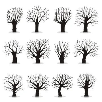Collection of trees silhouettes Stock Illustration