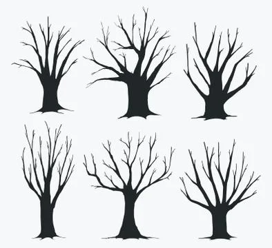 Collection of trees silhouettes Stock Illustration