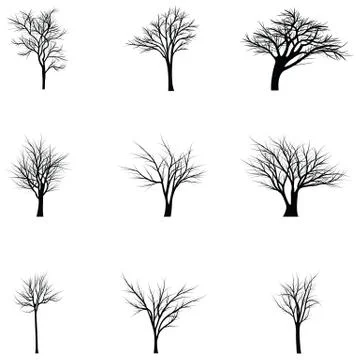 Collection of trees silhouettes Stock Illustration