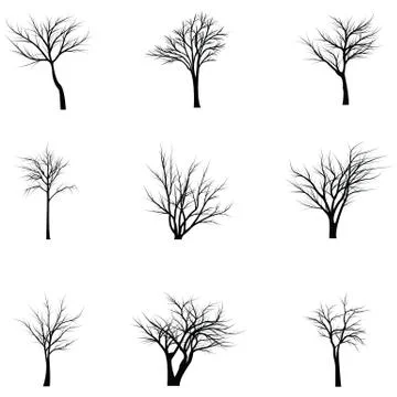 Collection of trees silhouettes Stock Illustration