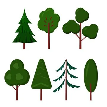Collection of trees. tree set isolated on white background. cartoon vector il Stock Illustration