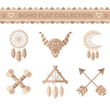 Collection of tribal elements in flat design Stock Illustration
