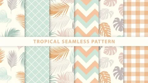Collection of tropical seamless pattern Stock-Illustration