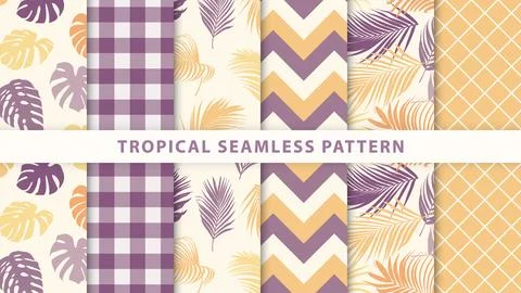 Collection of tropical seamless pattern Stock Illustration