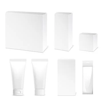 Collection of tubes and packing boxes Stock Illustration