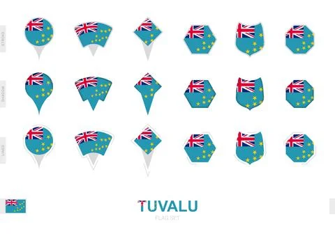 Collection of the Tuvalu flag in different shapes and with three different .. イラスト素材