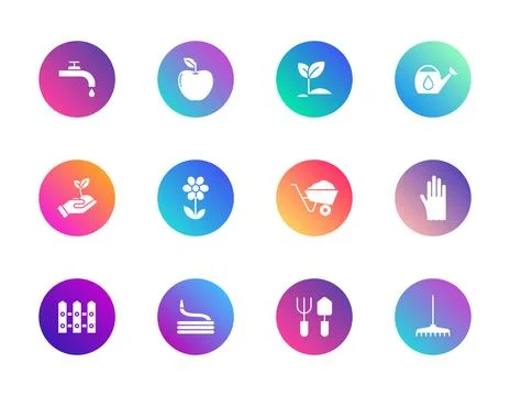 A collection of twelve vibrant gradient-colored Stock Illustration