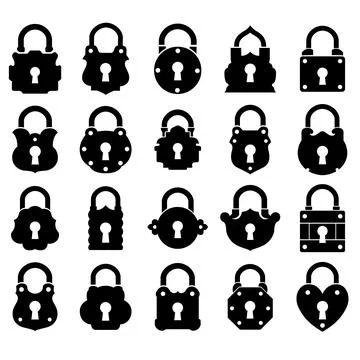 Collection of twenty antique padlocks Stock Illustration