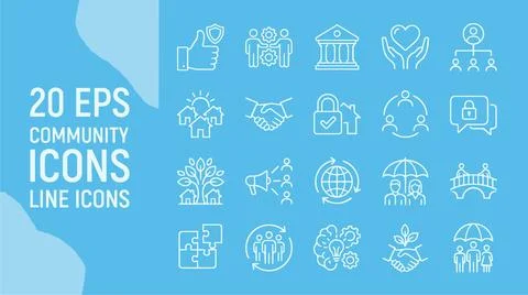 Collection of twenty EPS community line icons for design and development pu.. Stock Illustration