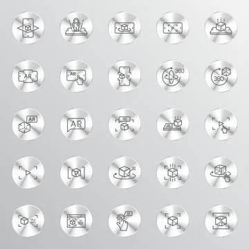 A collection of twenty-five circular buttons Stock Illustration