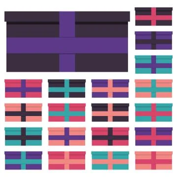 Collection of twenty multi colored gift boxes Stock Illustration