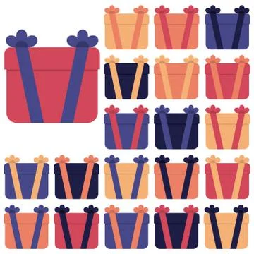 Collection of twenty multi colored gift boxes Stock Illustration