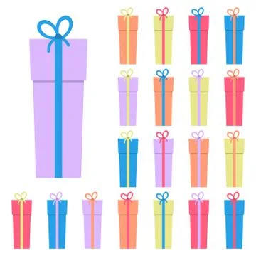 Collection of twenty multi colored gift boxes Stock Illustration