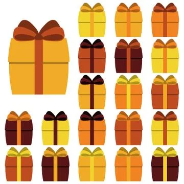 Collection of twenty multi colored gift boxes Stock Illustration