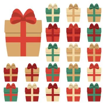Collection of twenty multi colored gift boxes Stock Illustration