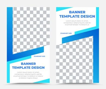Collection of two blue vertical vector banner templates with blue text Stock Illustration