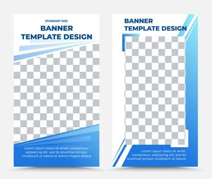 Collection of two blue-white vertical vector banner templates Stock Illustration