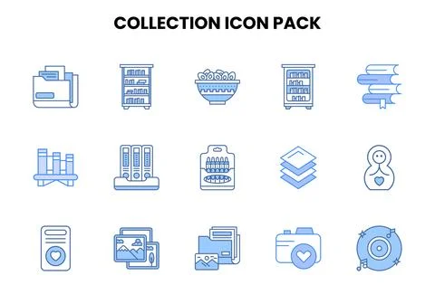 Collection Two Colour Bundle Icons Pack 库存插图