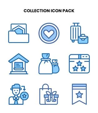 Collection Two Colour Bundle Icons Pack Illustrazione stock