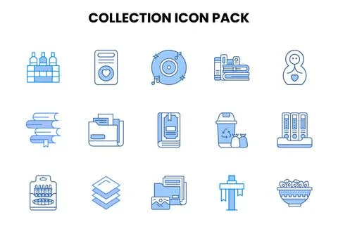 Collection Two Colour Vector Icons Pack Stock Illustration