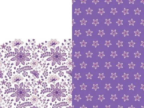 Collection two seamless pattern. Textile bohemian print. Floral wallpaper Stock Illustration