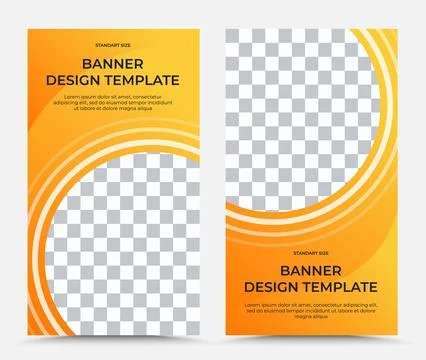 Collection of two vector templates of banners in orange Stock Illustration