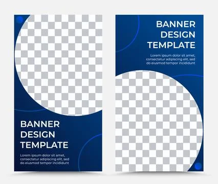 Collection of two vertical vector banner templates in dark blue and white Stock Illustration