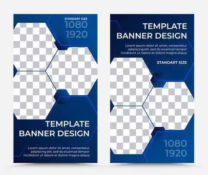 Collection of two vertical vector banner templates in dark blue and white Stock Illustration