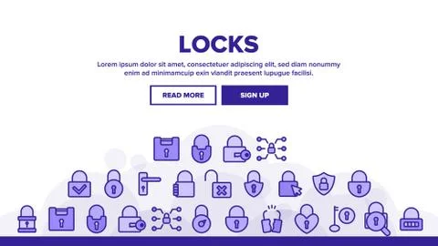 Collection Type Locks Elements Vector Icons Set 스톡 일러스트