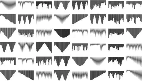 Collection of unique abstract wave patterns showcasing a variety of shapes .. Ilustração Stock